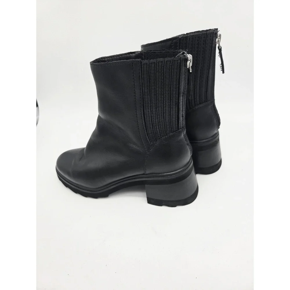 Dolce Vita Martey Shoes Women 7.5 Black Leather Ankle Bootie Goth Lug Chunky